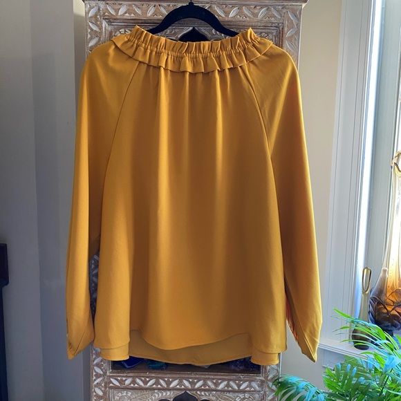 NWOT J Crew Drapey Ruffleneck Top Mustard Golden Yellow Ruffle Collar Size 2x - Picture 5 of 8